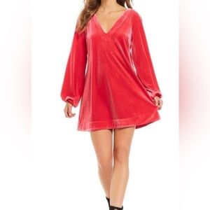 FREE PEOPLE PINK VELVET MINI DRESS